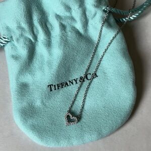 Tiffany & Co Diamond Heart Pendant Necklace Platinum Chain